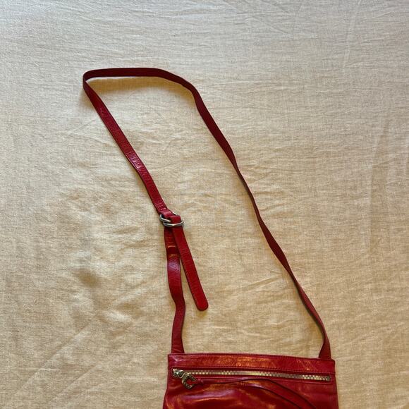 Hobo Crossbody Long Strap Red Leather Purse - Picture 12 of 12